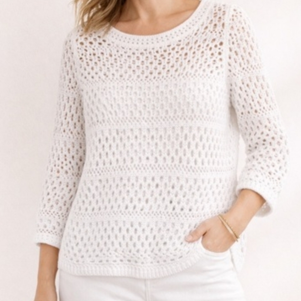 Chico's Versatile White Crochet Sweater